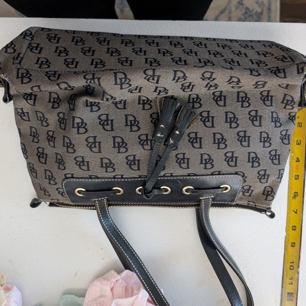 Dooney and Bourke Vintage Signature Monogram Tassel Purse Black - Picture 12 of 12